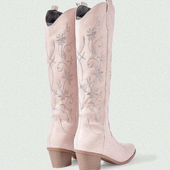 Pink Women's Butterfly Wing Embroidery Western Boots - Picture 4 of 5